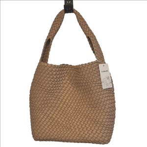 Sumrains Hand Woven Vegan Leather Tote Bag In Khaki NWT